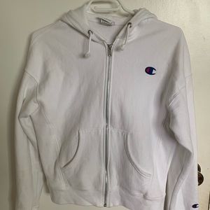 Champion White zip up hoodie